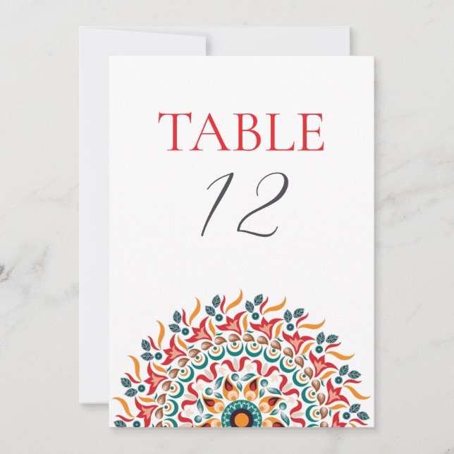 Festival Elegance Mandala Wedding Table Number (Front)