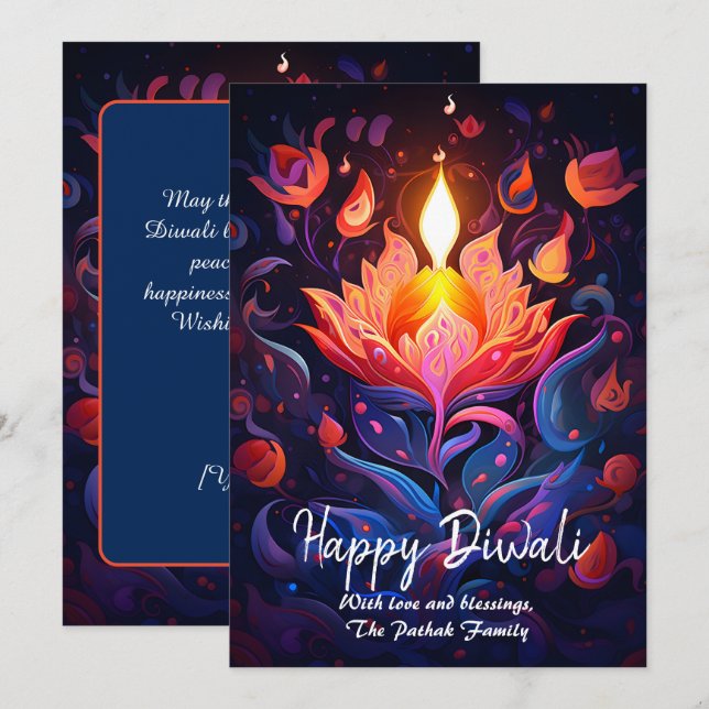 Festival Flame Mosaic Diwali card (Front/Back)