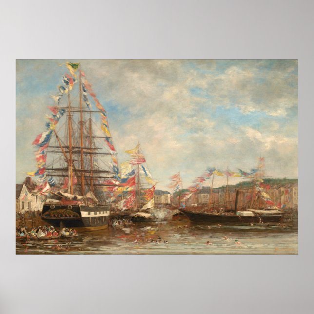 Festival Harbor of Honfleur Eugène Boudin Fine Art Poster (Front)