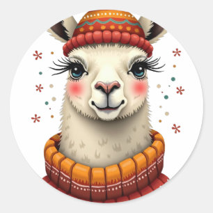 Festival Llama Classic Round Sticker