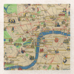 Festival of Britain: Guide to London Map Glass Coaster