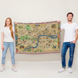 Festival of Britain: Guide to London Map Throw Blanket