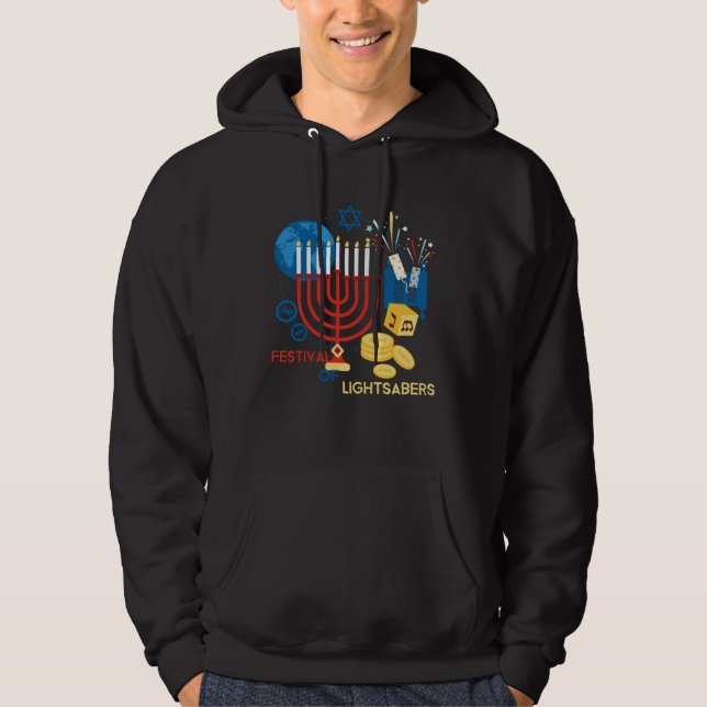 Festival Of Hanukiah  Hannukah Menorah Chanukah 20 Hoodie (Front)
