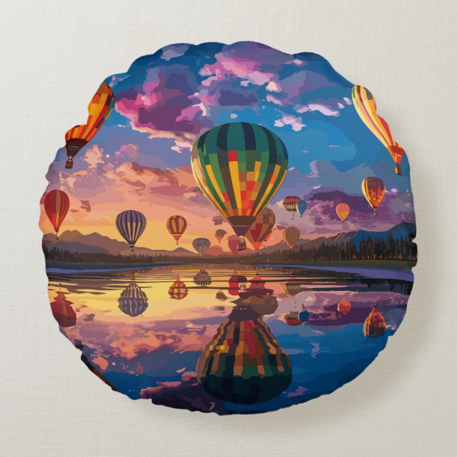 Festival of Hot Air Balloons Round Cushion (Front)