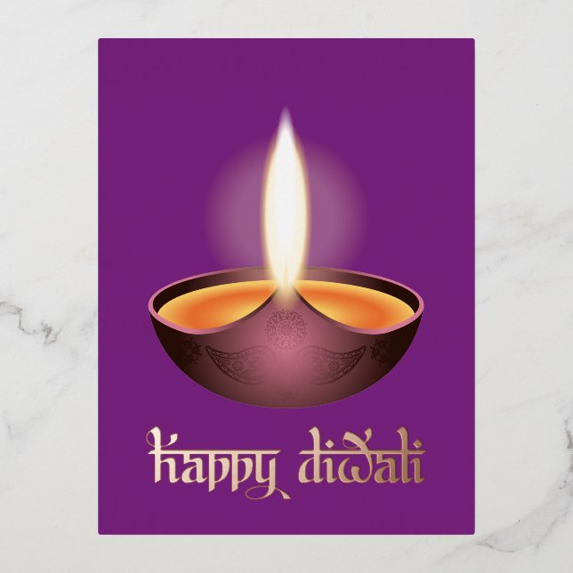 Festival of Lights Foil Holiday Postcard (Front)