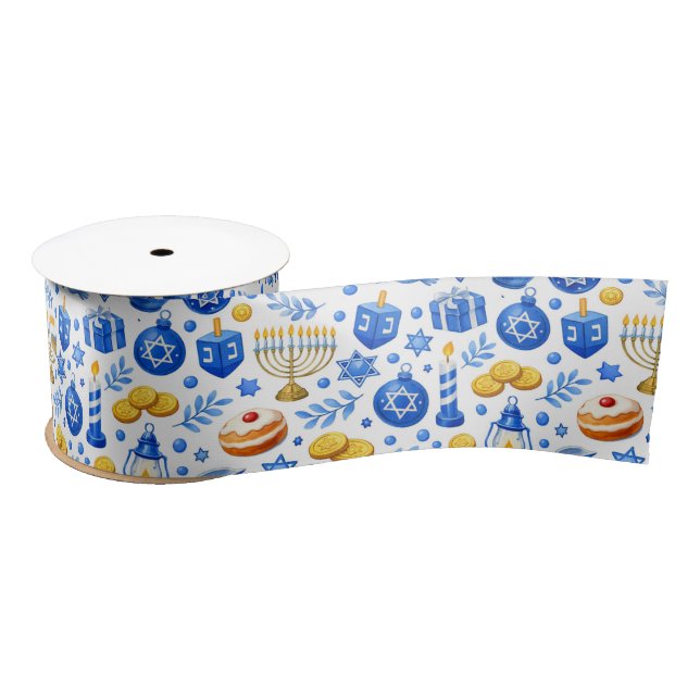 🕎🕎🕎Festival‑of‑Lights Satin Ribbon (Spool)