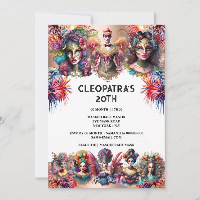 Festival showman women fireworks circus carnival invitation (Front)