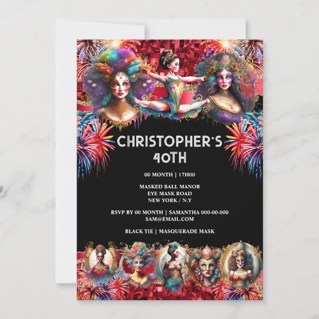 Festival showmen carnival party circus theme fun invitation (Front)