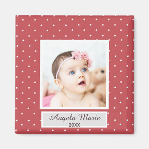 Festive 1st Christmas Baby Photo Red Holiday Magnet