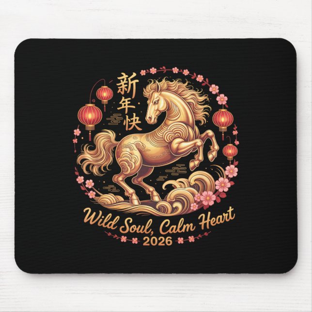 Festive 2026 Crazy Horse Lady Wild Soul Calm Heart Mouse Mat (Front)