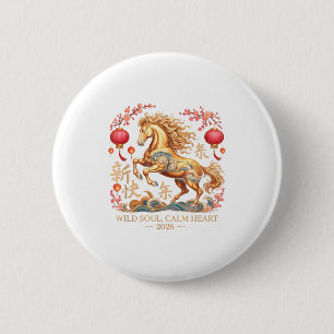 Festive 2026 Horse Lady Crazy Wild Soul Calm Heart 6 Cm Round Badge