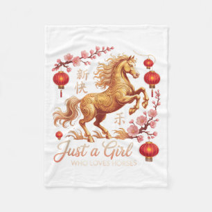 Festive 2026 Just Girl Who Loves Horses Lunar Cowg Fleece Blanket
