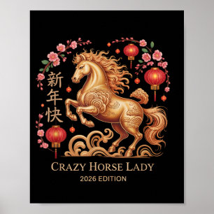 Festive 2026 New Year Crazy Horse Lady Fortune Cow Poster