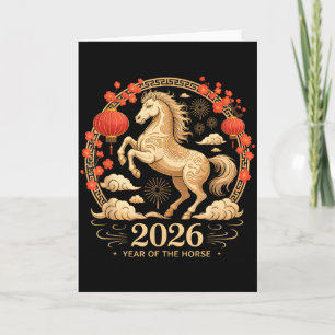 Festive 2026 Year Of The Horse Fortune Lady Lunar  Card