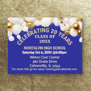 Festive 20th Class Reunion Invitation Post Card