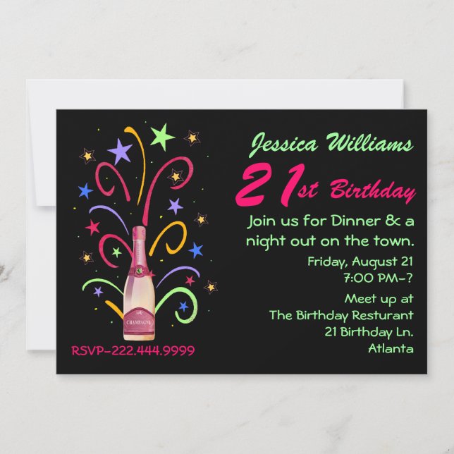 Festive 21st Birthday Invitation (Front)