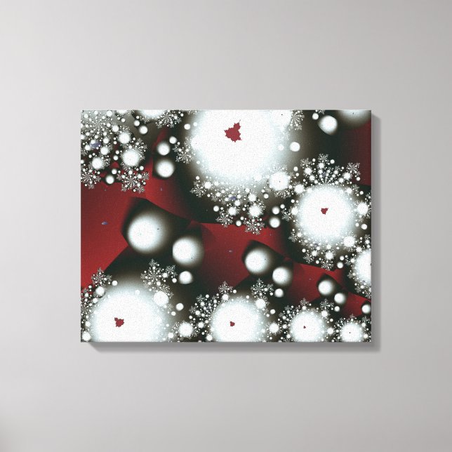 Festive 2 Winter Snowflakes Fine Fractal Art Canvas Print (Front)