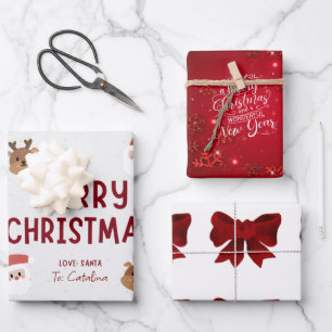 Festive 3-Pack Christmas Gift Wrap: Personalised & Wrapping Paper Sheet