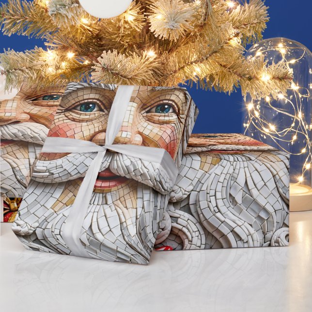 Festive 3D Mosaic Christmas Gift Wrap Roll (Holidays)