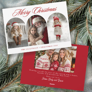 Festive 4 Photo Collage Family Christmas Holiday Card