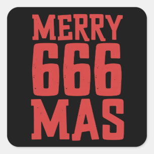 Festive 666 Merry Christmas Rock & Metal Santa Square Sticker