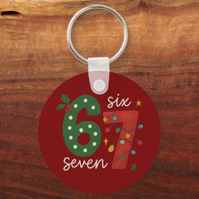Festive 67 – Bright Christmas Numbers Design Key Ring (Back)