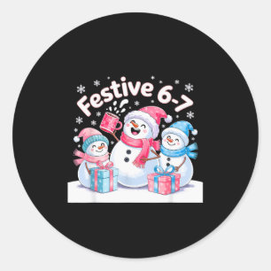 Festive 6 7 Six Seven Meme Christmas Women Men Kid Classic Round Sticker