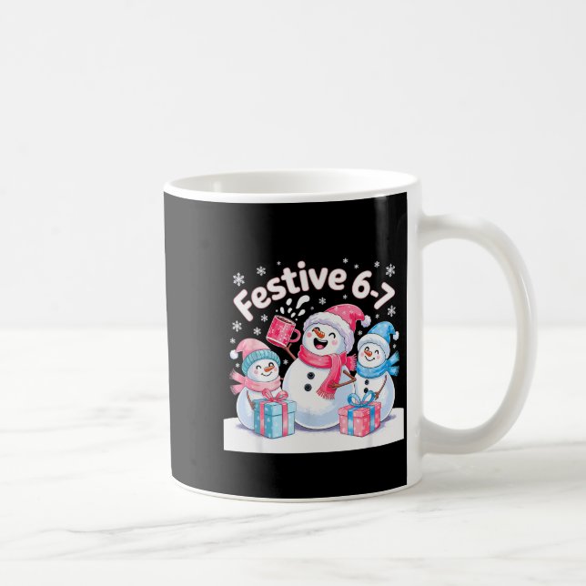 Festive 6 7 Six Seven Meme Christmas Women Men Kid Coffee Mug (Right)