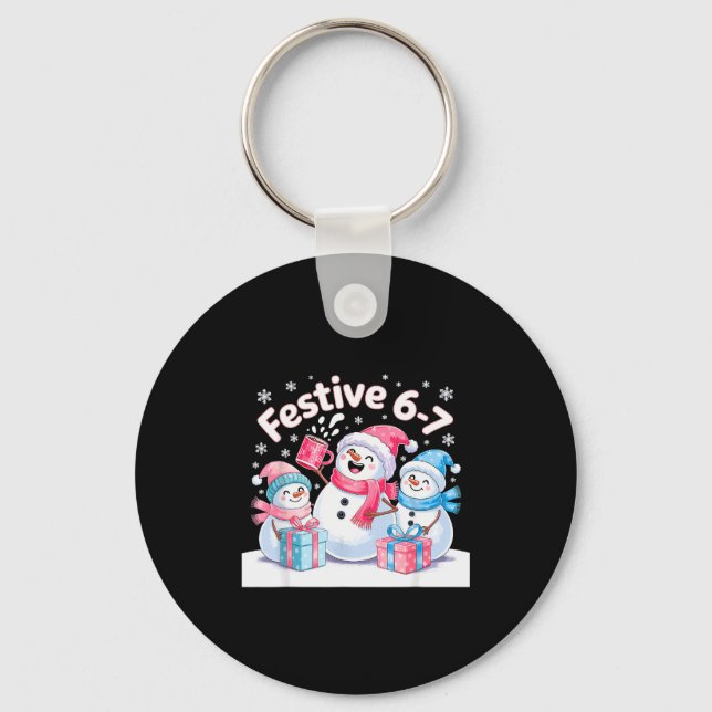 Festive 6 7 Six Seven Meme Christmas Women Men Kid Key Ring (Front)