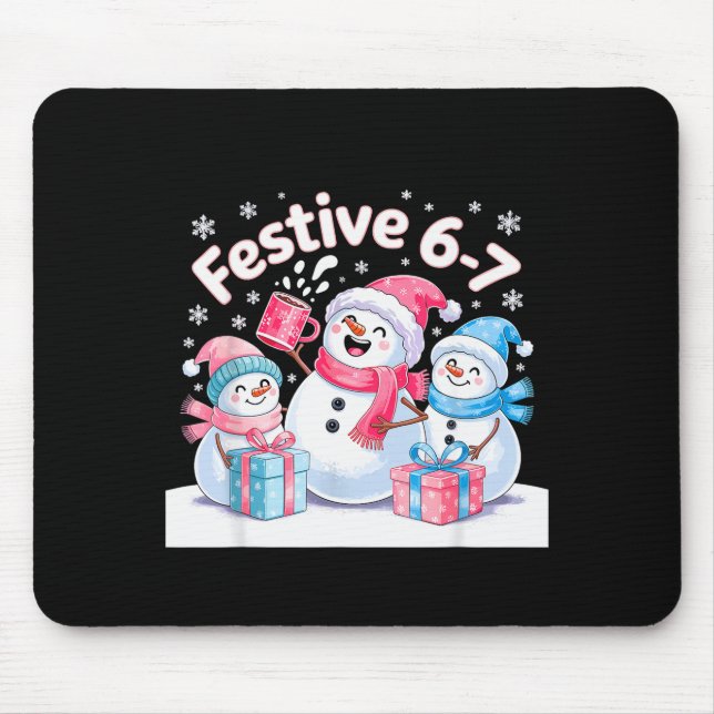 Festive 6 7 Six Seven Meme Christmas Women Men Kid Mouse Mat (Front)