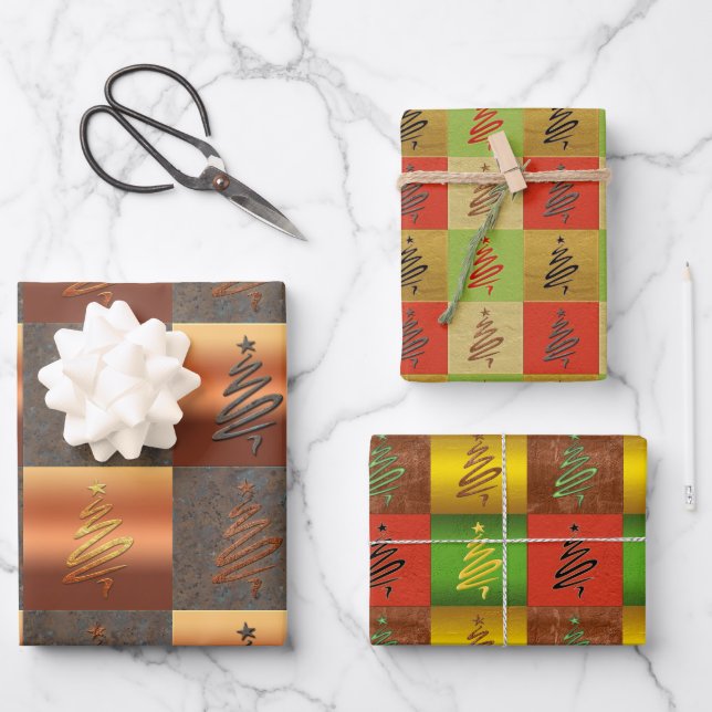 Festive Abstract Art Pattern Christmas Wrapping Pa Paper Sheet (Front)