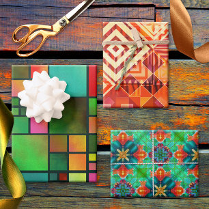 Festive Abstract Art Pattern Christmas Wrapping Paper Sheet