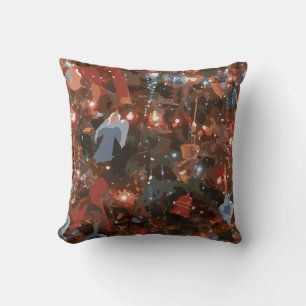Festive Abstract Close Up Christmas Tree Lights Cushion