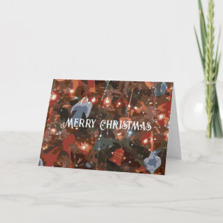 Festive Abstract Close Up Christmas Tree Lights Holiday Card