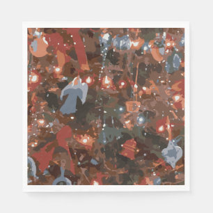 Festive Abstract Close Up Christmas Tree Lights Napkin