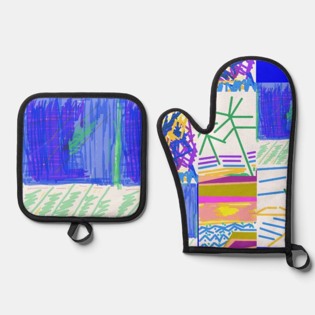Festive Abstract  Oven Mitt & Pot Holder Set (Front)