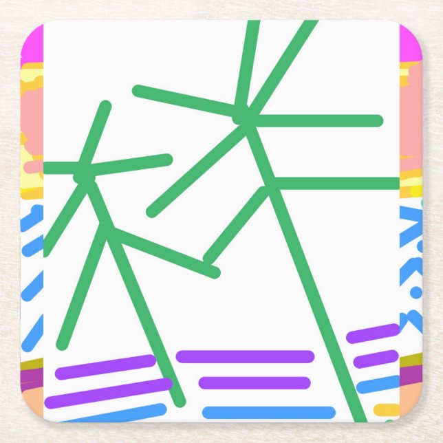 Festive Abstract  Square Paper Coaster (Front)