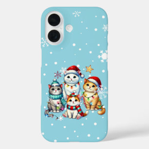 Festive adorable Christmas cats Holiday iPhone 16 Case
