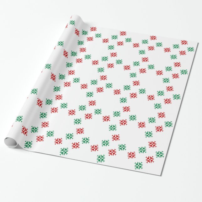 Festive Aeroplane Snowflakes Wrapping Paper (Unrolled)