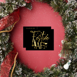 Festive AF Christmas Party Invitation Black Gold
