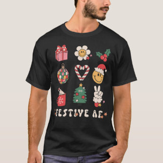 Festive Af - Cute Retro Vintage Christmas Print T-Shirt