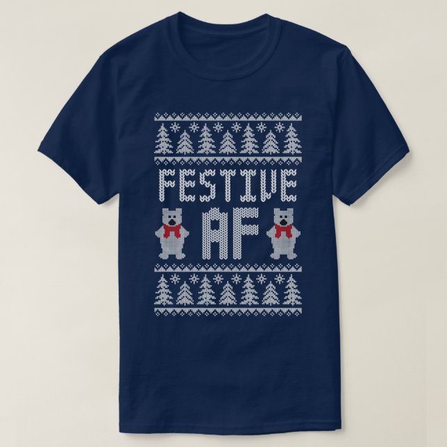 Festive AF Funny Ugly Christmas Sweater Polar Bear (Design Front)