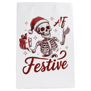 Festive Af Skeleton Snarky Christmas Sarcastic  Medium Gift Bag