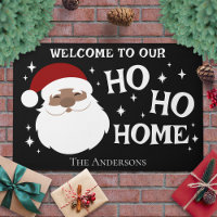 Festive African American Santa Door Mat