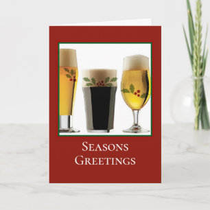 Festive Ale Glasses Customisable Holiday Card