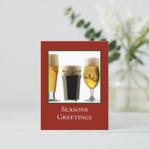 Festive Ale Glasses Customisable Holiday Postcard