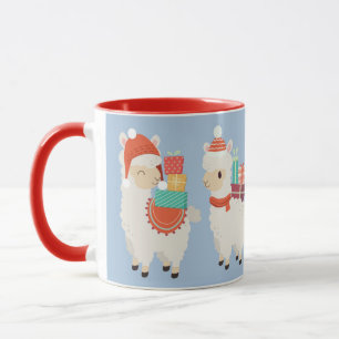 Festive Alpacas Carrying Gifts Christmas Holiday Mug