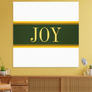 Festive Alpine Green White Christmas JOY Stripes Canvas Print