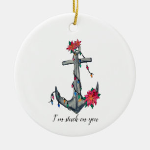 Festive anchor ceramic tree decoration