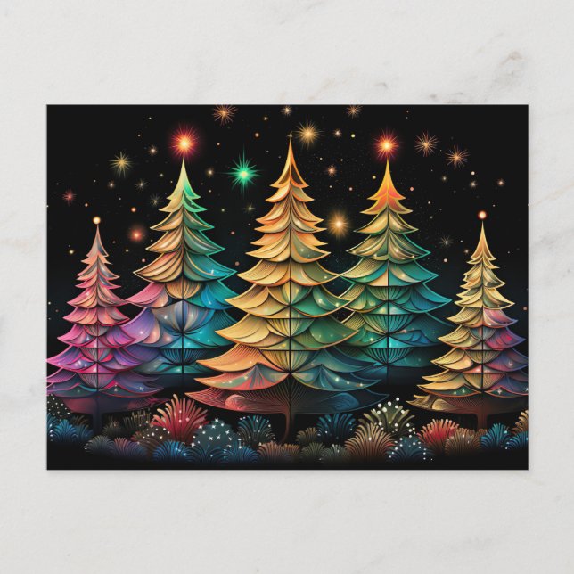 Festive and abstract Christmas Tree Greeting Card (Front)